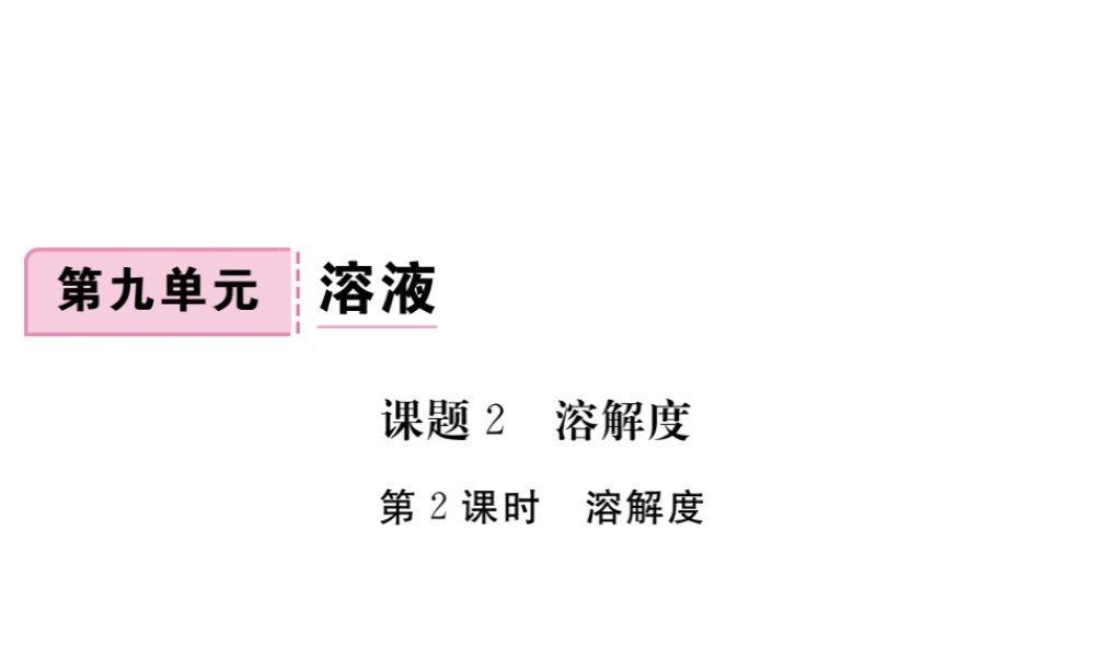 （安徽专版）九年级化学下册 9.2 溶解度 第2课时 溶解度练习课件 （新版）新人教版-（新版）新人教版初中九年级下册化学课件
