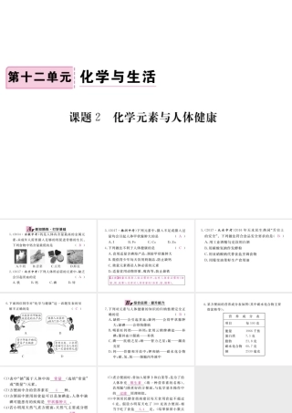（安徽专版）九年级化学下册 12.2 化学元素与人体健康练习课件 （新版）新人教版-（新版）新人教版初中九年级下册化学课件