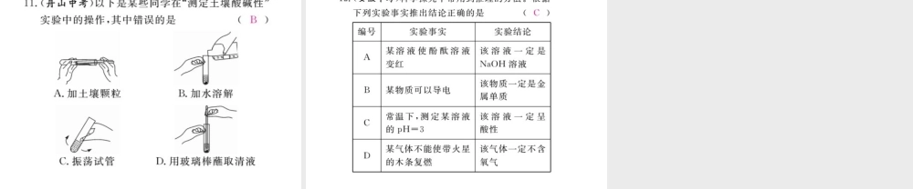 （安徽专版）九年级化学下册 寒假复习九 常见的酸和碱练习课件 （新版）新人教版-（新版）新人教版初中九年级下册化学课件