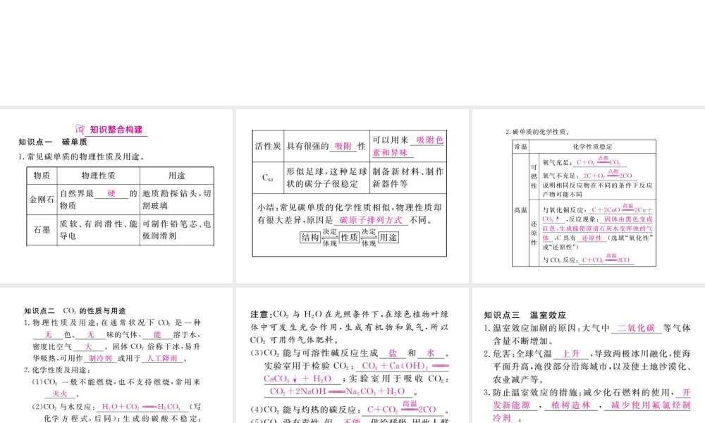 （安徽专版）九年级化学下册 寒假复习三 碳和碳的氧化物练习课件 （新版）新人教版-（新版）新人教版初中九年级下册化学课件