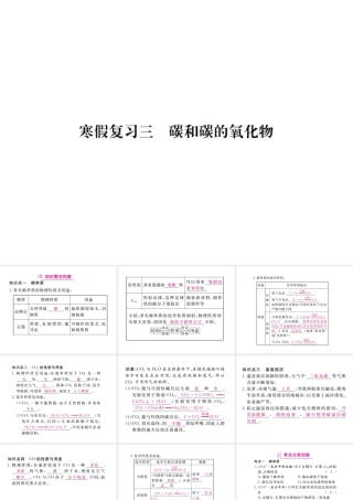 （安徽专版）九年级化学下册 寒假复习三 碳和碳的氧化物练习课件 （新版）新人教版-（新版）新人教版初中九年级下册化学课件