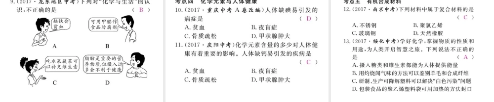 （安徽专版）九年级化学下册 寒假复习十八 化学与社会发展练习课件 （新版）新人教版-（新版）新人教版初中九年级下册化学课件
