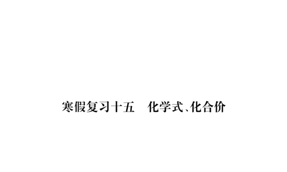 （安徽专版）九年级化学下册 寒假复习十五 化学式、化合价练习课件 （新版）新人教版-（新版）新人教版初中九年级下册化学课件