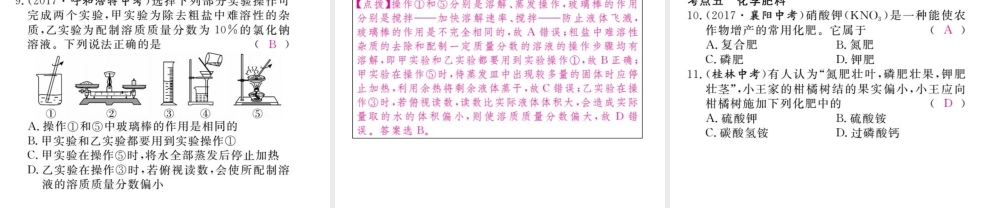 （安徽专版）九年级化学下册 寒假复习十一 盐 化肥练习课件 （新版）新人教版-（新版）新人教版初中九年级下册化学课件