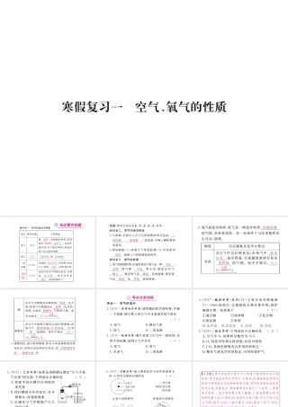 （安徽专版）九年级化学下册 寒假复习一 空气、氧气的性质练习课件 （新版）新人教版-（新版）新人教版初中九年级下册化学课件
