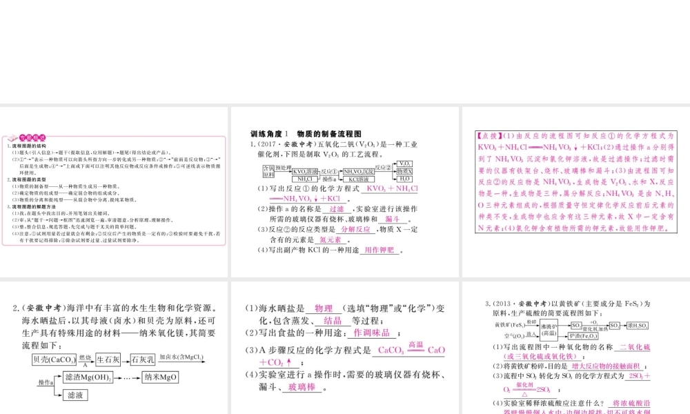 （安徽专版）九年级化学下册 专题六 流程图题练习课件 （新版）新人教版-（新版）新人教版初中九年级下册化学课件