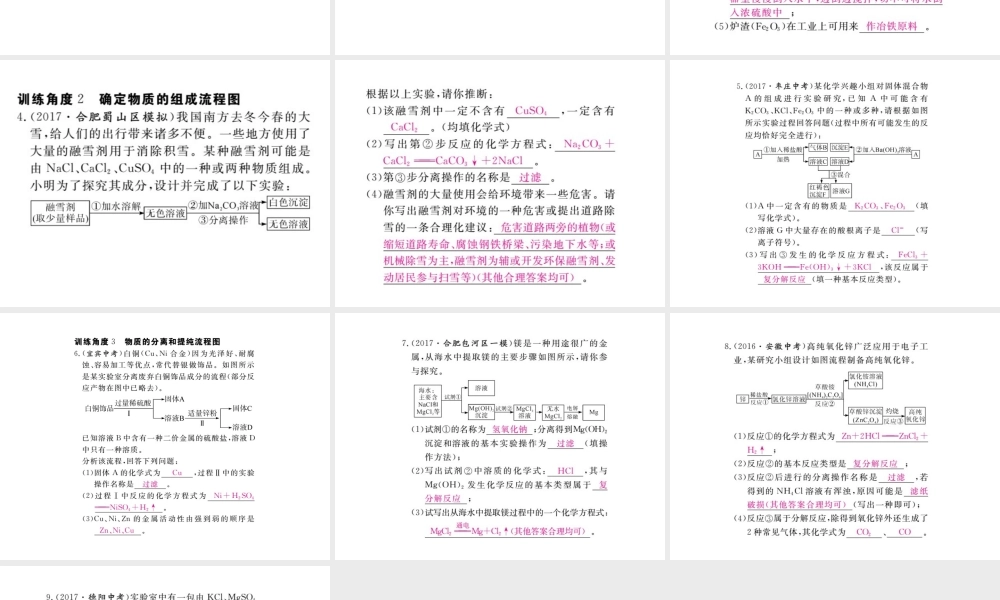 （安徽专版）九年级化学下册 专题六 流程图题练习课件 （新版）新人教版-（新版）新人教版初中九年级下册化学课件