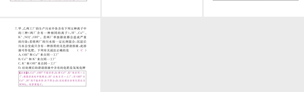 （安徽专版）九年级化学下册 专题三 物质的共存练习课件 （新版）新人教版-（新版）新人教版初中九年级下册化学课件