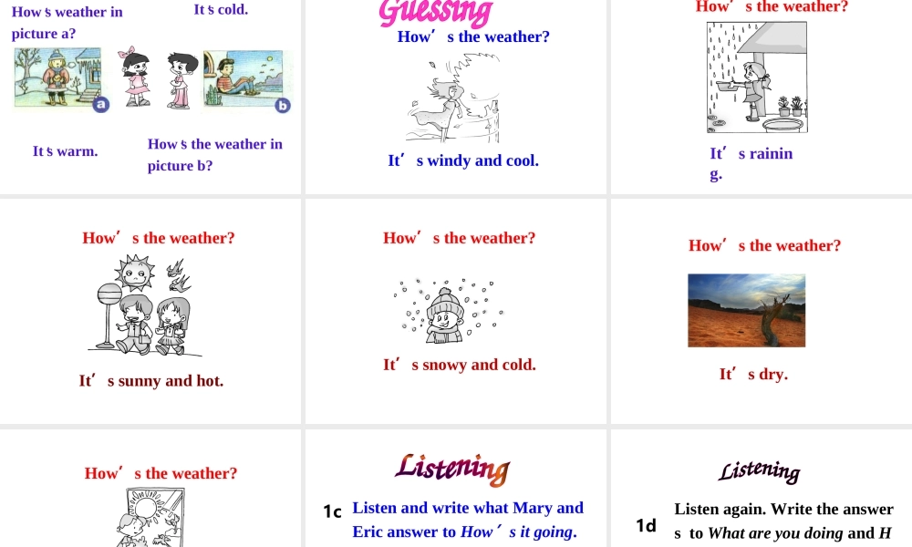 （安徽专版）春七年级英语下册 Unit 7 It’s raining Section B（第1课时）教学课件 （新版）人教新目标版-（新版）人教新目标版初中七年级下册英语课件