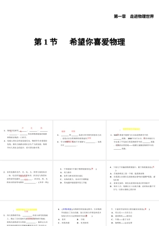 （安徽专版）八年级物理上册 1.1 希望你喜爱物理习题课件 （新版）粤教沪版-（新版）粤教沪版初中八年级全册物理课件