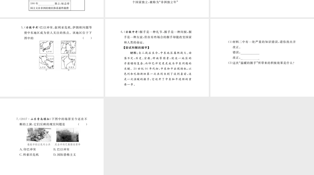 （安徽专版）九年级历史下册 第六单元 亚非拉国家的独立和振兴小结同步测试课件 新人教版-新人教版初中九年级下册历史课件