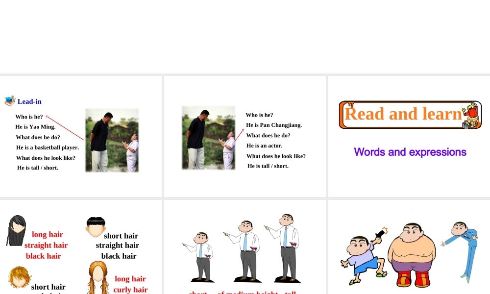 （安徽专版）春七年级英语下册 Unit 9 What does he look like Section A（第1课时）教学课件 （新版）人教新目标版-（新版）人教新目标版初中七年级下册英语课件