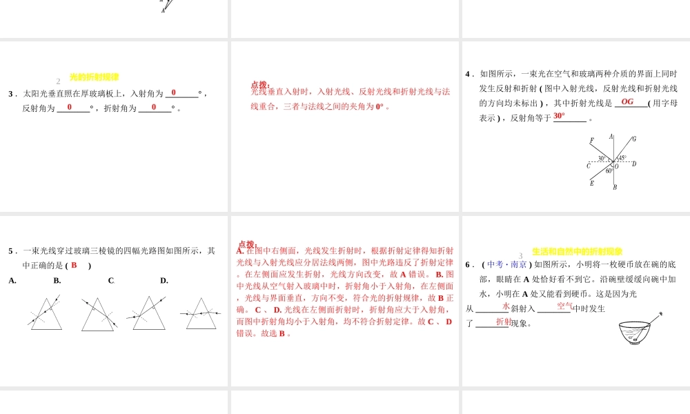 （安徽专版）八年级物理上册 3.4 探究光的折射规律习题课件 （新版）粤教沪版-（新版）粤教沪版初中八年级上册物理课件