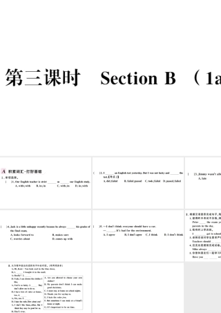 （安徽专版）秋九年级英语全册 Unit 7 Teenagers should be allowed to choose their own clothes第三课时习题课件（新版）人教新目标版-（新版）人教新目标版初中九年级全册英语课件