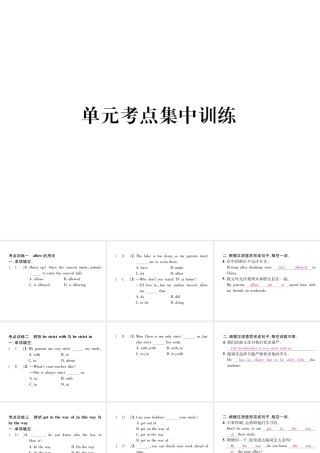 （安徽专版）秋九年级英语全册 Unit 7 Teenagers should be allowed to choose their own clothes考点集中训练习题课件 （新版）人教新目标版-（新版）人教新目标版初中九年级全册英语课件