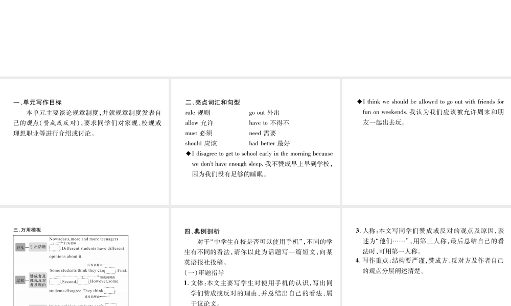 （安徽专版）秋九年级英语全册 Unit 7 Teenagers should be allowed to choose their own clothes同步作文指导习题课件 （新版）人教新目标版-（新版）人教新目标版初中九年级全册英语课件