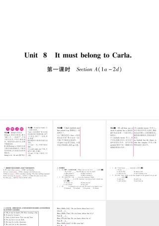 （安徽专版）秋九年级英语全册 Unit 8 It must belong to Carla（第1课时）Section A（1a-2d）习题课件 （新版）人教新目标版-（新版）人教新目标版初中九年级全册英语课件