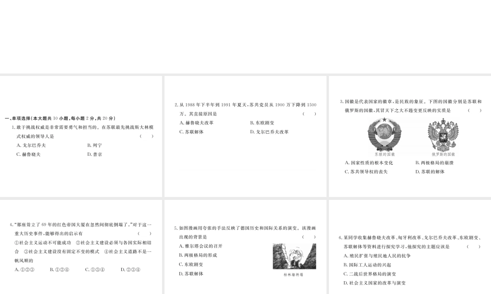 （安徽专版）九年级历史下册 第五、六单元 检测卷课件 新人教版-新人教版初中九年级下册历史课件