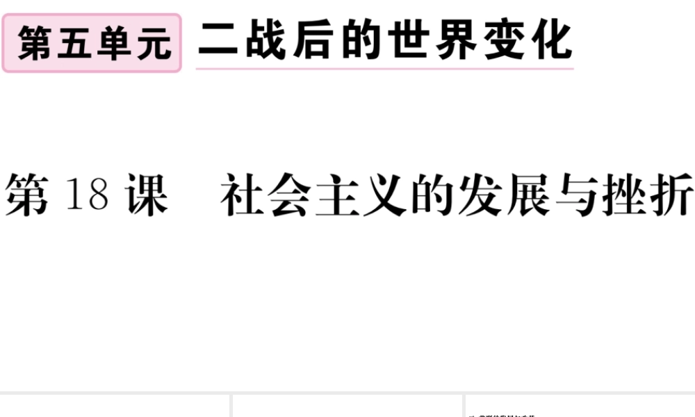 （安徽专版）九年级历史下册 第五单元 二战后的世界变化 第18课 社会主义的发展与挫折习题课件 新人教版-新人教版初中九年级下册历史课件