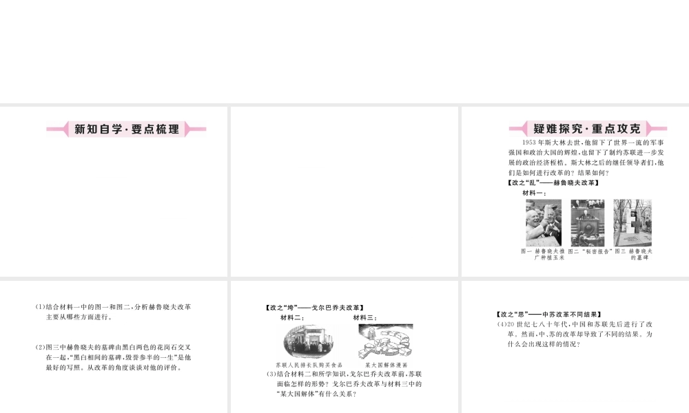 （安徽专版）九年级历史下册 第五单元 社会主义国家的改革与演变 第10课 苏联的改革与解体同步测试课件 新人教版-新人教版初中九年级下册历史课件