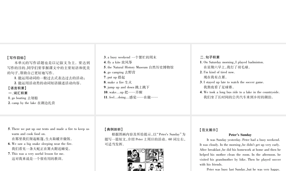 （安徽专版）春七年级英语下册 Unit 12 What did you do last weekend同步作文指导习题课件 （新版）人教新目标版-（新版）人教新目标版初中七年级下册英语课件