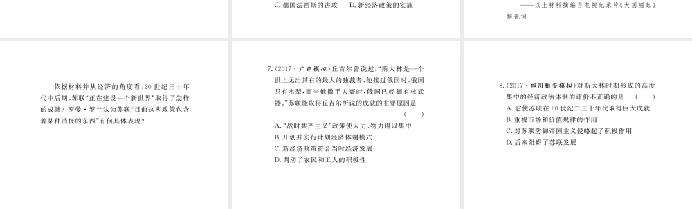 （安徽专版）九年级历史下册 第一单元 苏联社会主义的探索小结同步测试课件 新人教版-新人教版初中九年级下册历史课件