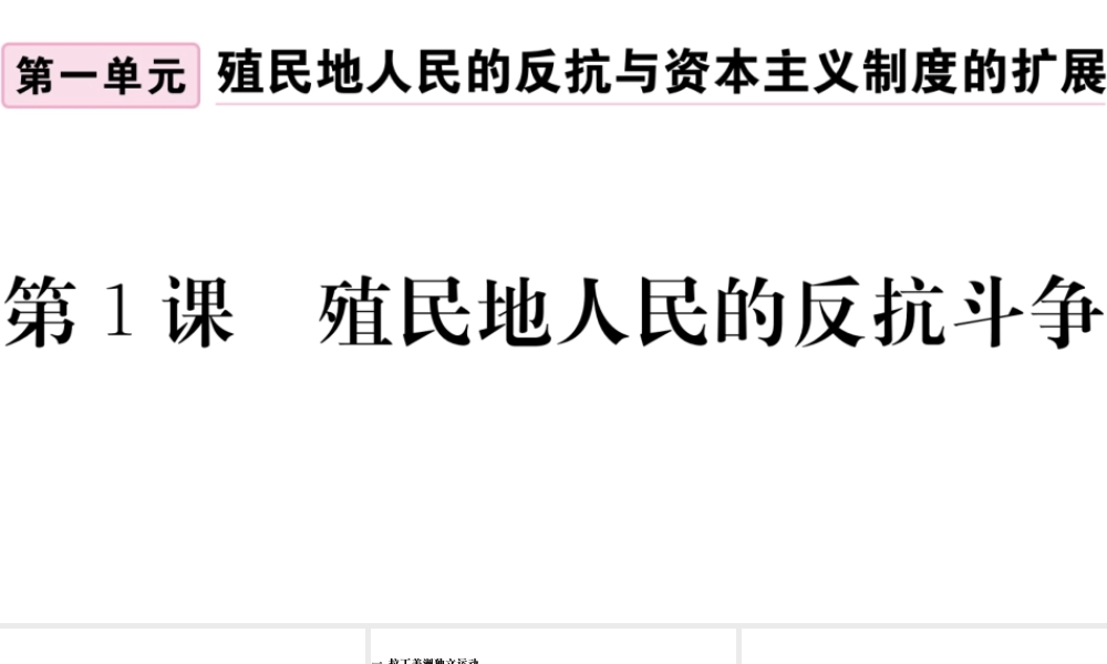 （安徽专版）九年级历史下册 第一单元 殖民地人民的反抗与资本主义制度的扩展 第1课 殖民地人民的反抗斗争习题课件 新人教版-新人教版初中九年级下册历史课件