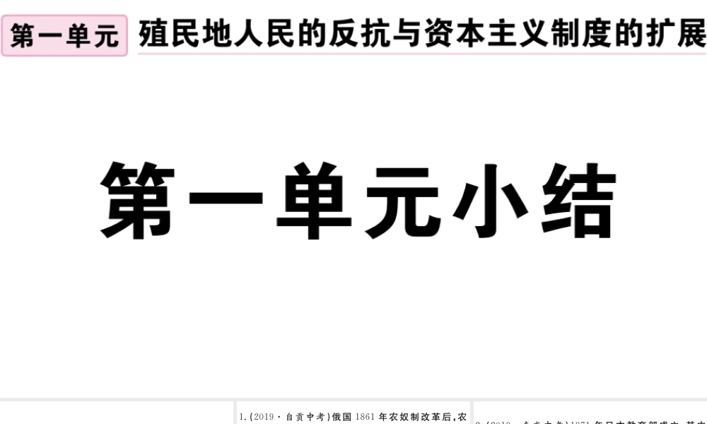 （安徽专版）九年级历史下册 第一单元 殖民地人民的反抗与资本主义制度的扩展小结习题课件 新人教版-新人教版初中九年级下册历史课件