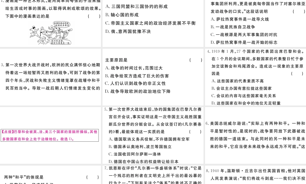 （安徽专版）九年级历史下册 期末专题复习三 两次世界大战和战后世界格局的演变习题课件 新人教版-新人教版初中九年级下册历史课件