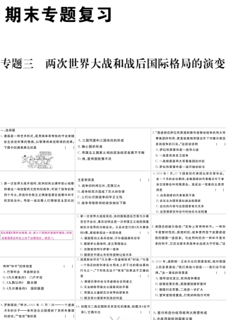 （安徽专版）九年级历史下册 期末专题复习三 两次世界大战和战后世界格局的演变习题课件 新人教版-新人教版初中九年级下册历史课件
