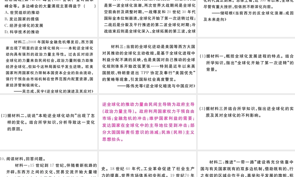 （安徽专版）九年级历史下册 期末专题复习四 经济全球化习题课件 新人教版-新人教版初中九年级下册历史课件