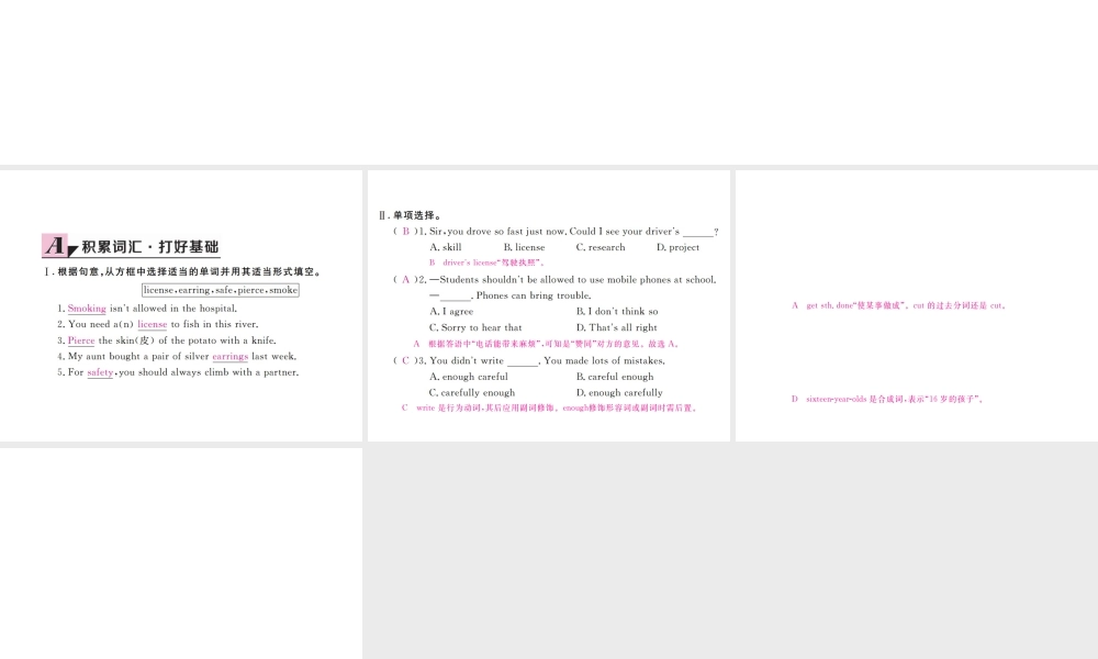 （安徽专版）九年级英语全册 Unit 7 Teenagers should be allowed to choose their own clothes（第1课时）习题课件 （新版）人教新目标版-（新版）人教新目标版初中九年级全册英语课件