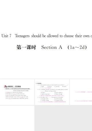 （安徽专版）九年级英语全册 Unit 7 Teenagers should be allowed to choose their own clothes（第1课时）习题课件 （新版）人教新目标版-（新版）人教新目标版初中九年级全册英语课件