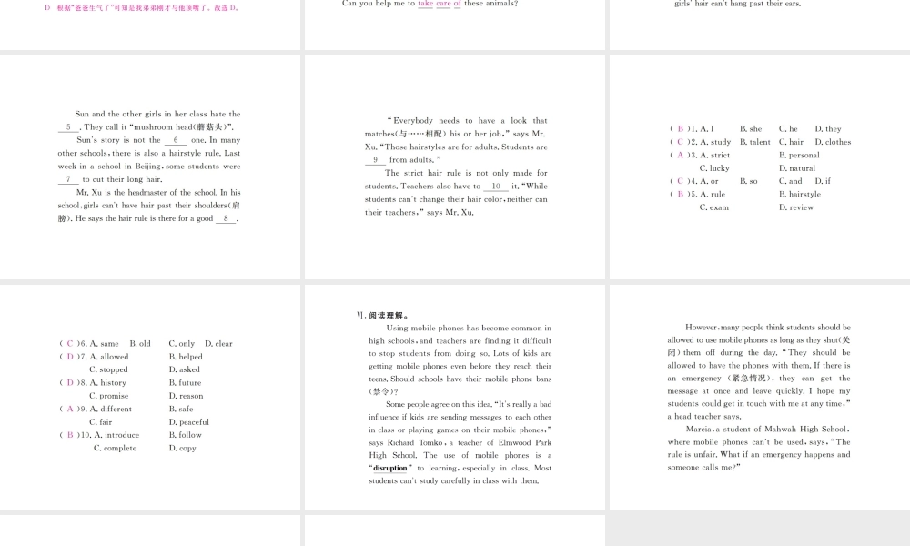 （安徽专版）九年级英语全册 Unit 7 Teenagers should be allowed to choose their own clothes（第2课时）习题课件 （新版）人教新目标版-（新版）人教新目标版初中九年级全册英语课件