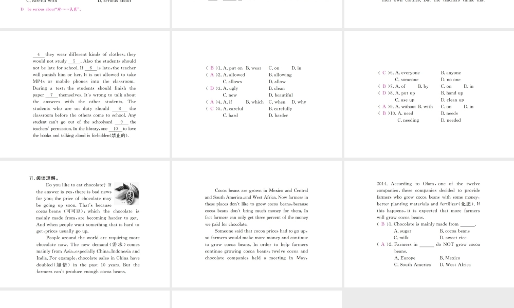 （安徽专版）九年级英语全册 Unit 7 Teenagers should be allowed to choose their own clothes（第5课时）习题课件 （新版）人教新目标版-（新版）人教新目标版初中九年级全册英语课件