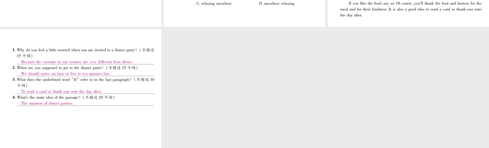 （安徽专版）秋九年级英语全册 Unit 10 You're supposed to shake hands（第2课时）Section A（3a-3c）习题课件 （新版）人教新目标版-（新版）人教新目标版初中九年级全册英语课件