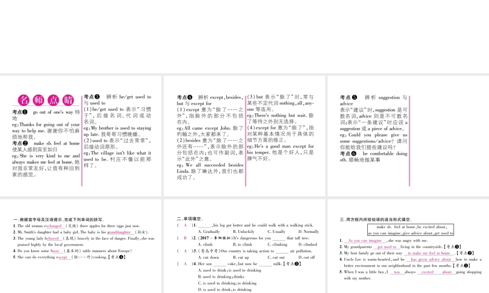 （安徽专版）秋九年级英语全册 Unit 10 You're supposed to shake hands（第6课时）Section B（2a-2e）习题课件 （新版）人教新目标版-（新版）人教新目标版初中九年级全册英语课件