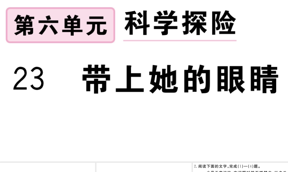 （安徽专版）春七年级语文下册 第六单元 23带上她的眼睛习题课件 新人教版-新人教版初中七年级下册语文课件