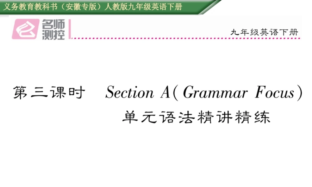 （安徽专版）秋九年级英语全册 Unit 13 We’re trying to save the earth（第3课时）作业课件 （新版）人教新目标版-（新版）人教新目标版初中九年级全册英语课件