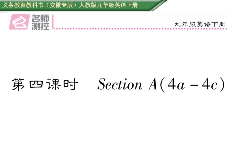 （安徽专版）秋九年级英语全册 Unit 13 We’re trying to save the earth（第4课时）作业课件 （新版）人教新目标版-（新版）人教新目标版初中九年级全册英语课件