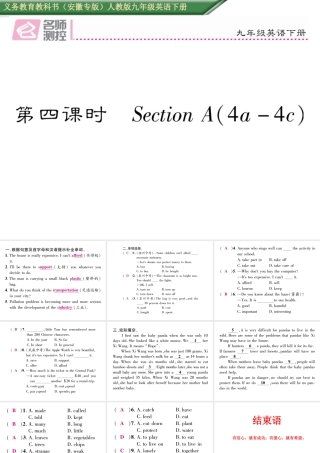 （安徽专版）秋九年级英语全册 Unit 13 We’re trying to save the earth（第4课时）作业课件 （新版）人教新目标版-（新版）人教新目标版初中九年级全册英语课件