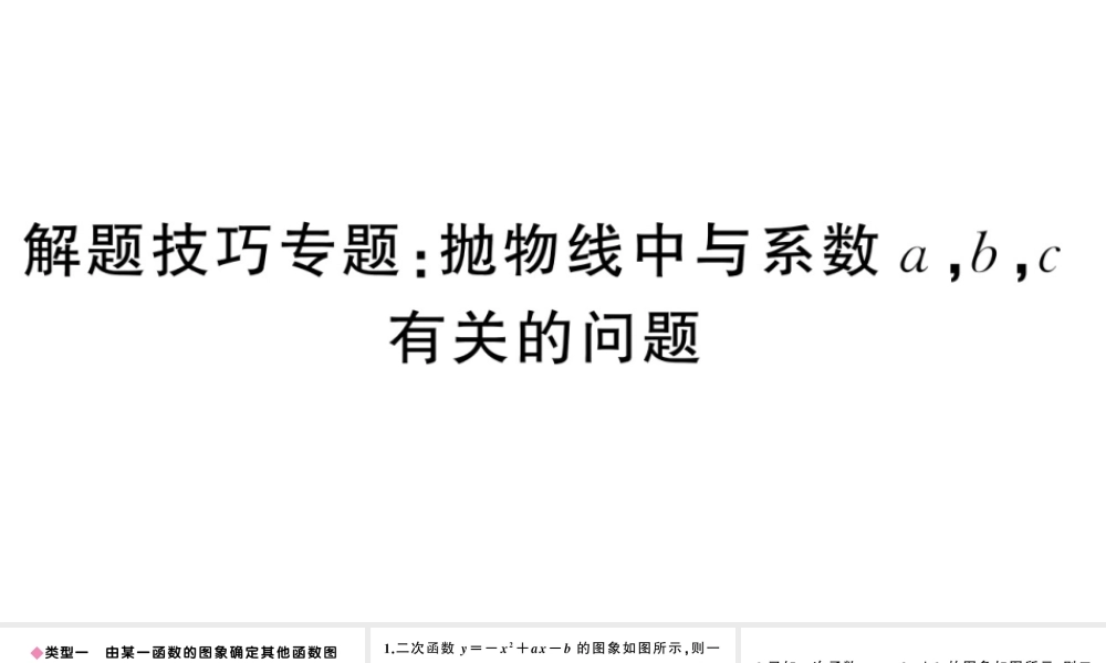 （安徽专版）九年级数学上册 第22章 二次函数 解题技巧专题 抛物线中与系数a，b，c有关的问题课件 （新版）新人教版-（新版）新人教版初中九年级上册数学课件