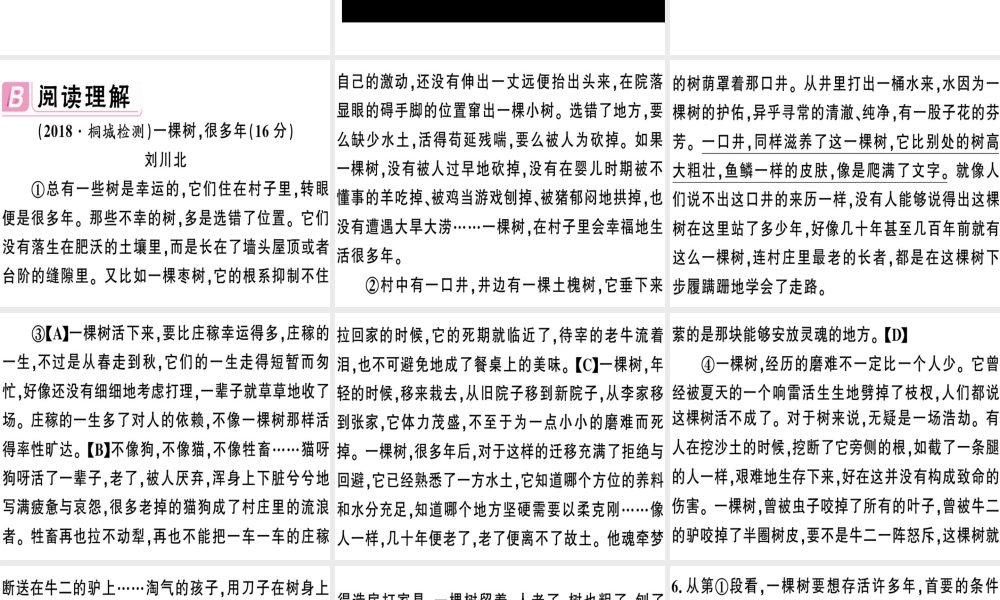 （安徽专版）春七年级语文下册 第五单元 18 一棵小桃树习题课件 新人教版-新人教版初中七年级下册语文课件