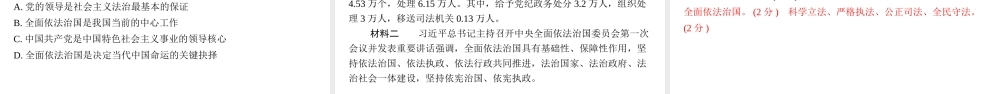 （安徽专版）中考道德与法治复习 第二部分 热点专题突破 专题三 中央全面依法治国委员会第一次会议课件-人教版初中九年级全册政治课件