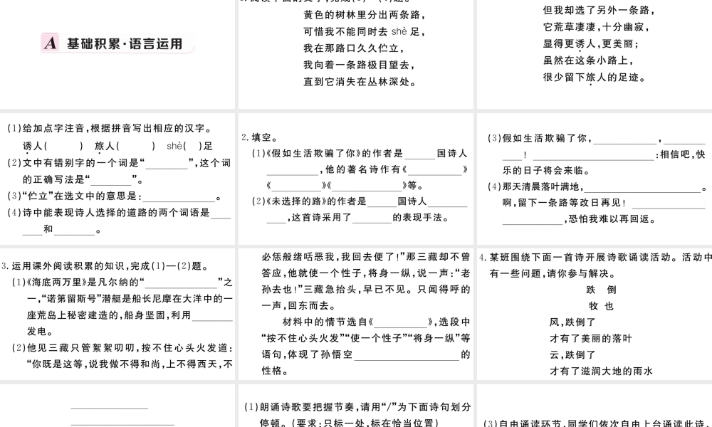 （安徽专版）春七年级语文下册 第五单元 19外国诗二首习题课件 新人教版-新人教版初中七年级下册语文课件