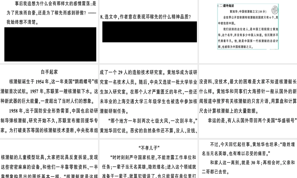 （安徽专版）春七年级语文下册 第一单元 1 邓稼先习题课件 新人教版-新人教版初中七年级下册语文课件