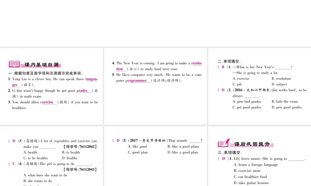 （安徽专用）八年级英语上册 Unit 6 I’m going to study computer science（第4课时）Section B（1a-1e）作业课件 （新版）人教新目标版-（新版）人教新目标版初中八年级上册英语课件