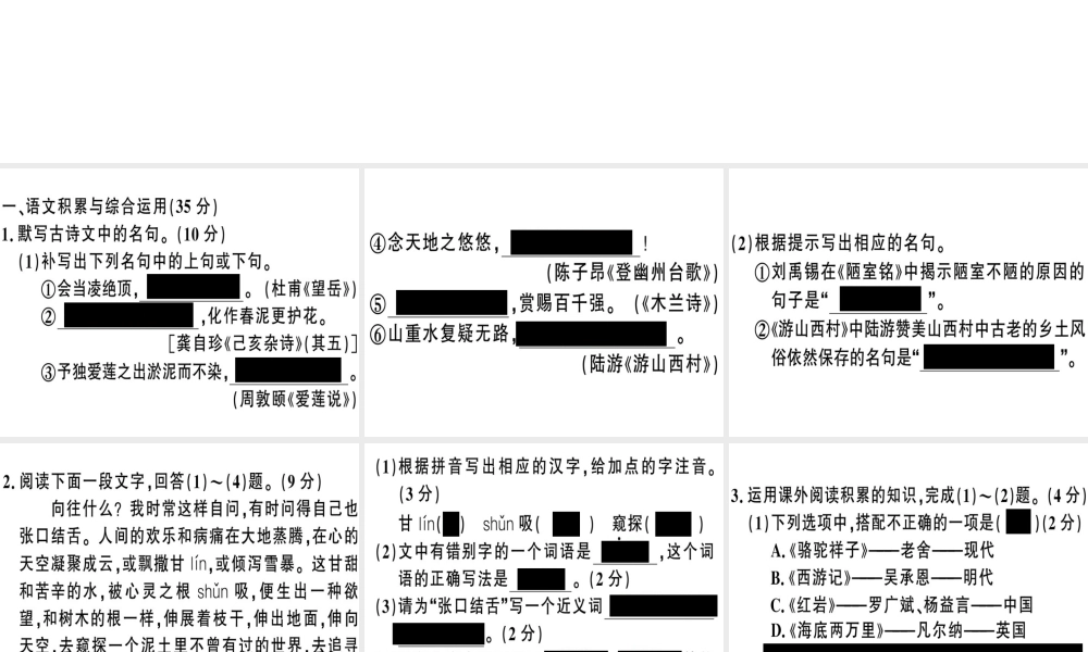 （安徽专版）春七年级语文下册 期末检测卷课件 新人教版-新人教版初中七年级下册语文课件