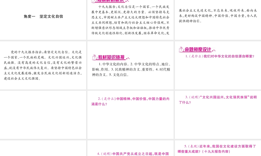 （安徽专版）中考道德与法治总复习 第3篇 热点专题5 坚定文化自信 建设文化强国课件-人教版初中九年级全册政治课件