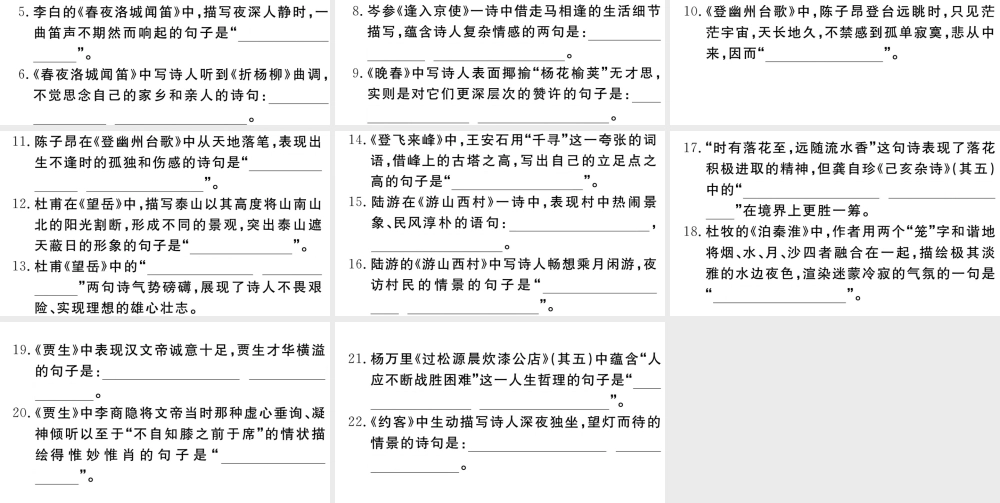 （安徽专版）春七年级语文下册 专题二 名句名篇默写习题课件 新人教版-新人教版初中七年级下册语文课件